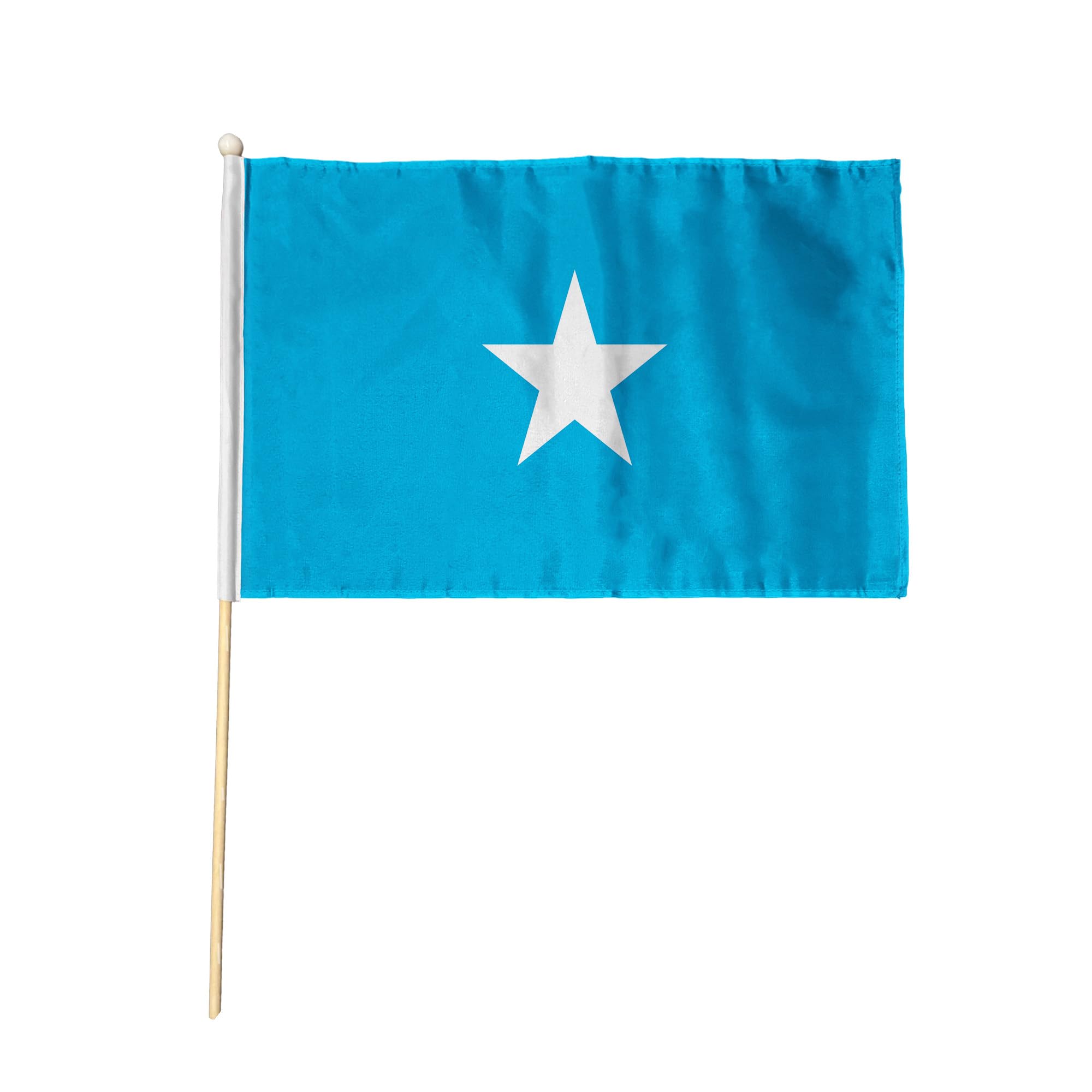 Flagtex Somalia Pack of 6 Hand Waving Flag (18x12 Inch Large) - Premium Wooden Stick Hand Flag Big Size Natural Wood Pole Somali National Flag Events Celebrations International Sports Cultural