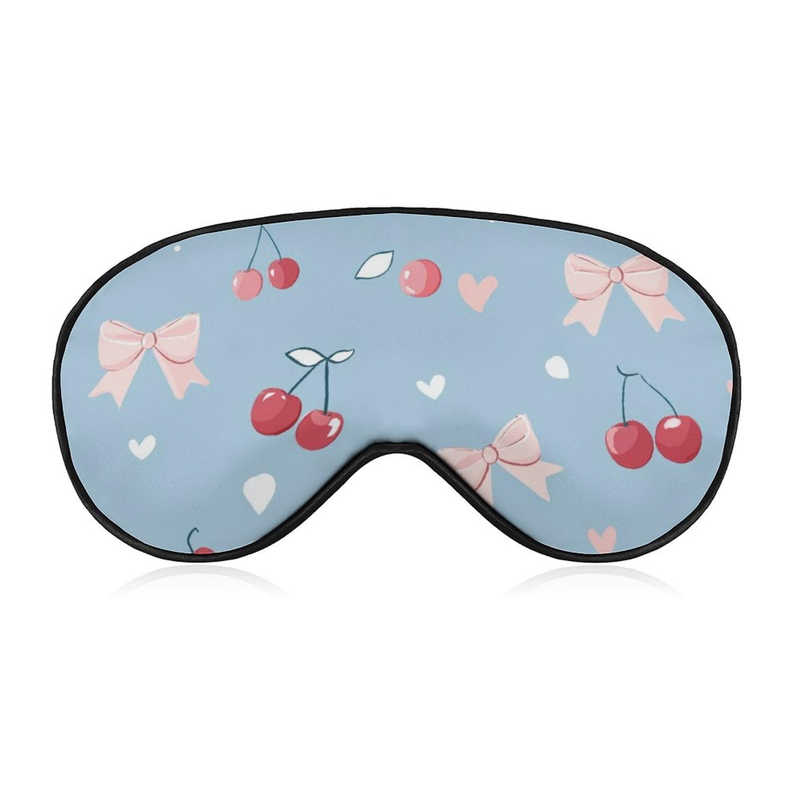 Sleep Mask Blackout Eye Mask for Sleeping Cherry Bow Hearts Night Blindfold for Men Women