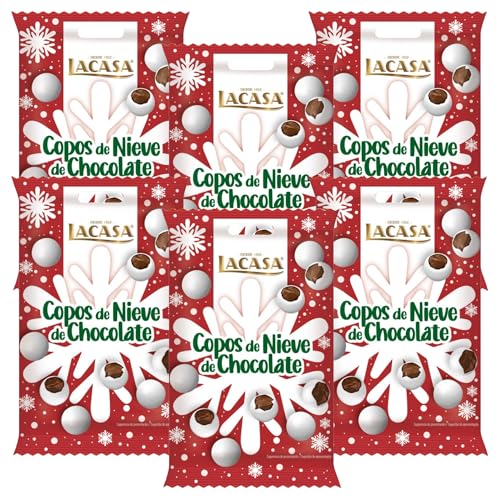 Lacasa Lote de 6x Bolsitas de Copos de Nieve de Chocolate con leche 70G