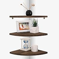 Vista 1 de Estantes Joiishom 3, rústicos de madera para esquina de pared, 10x10x0.7 pulgadas, capacidad de 42 libras