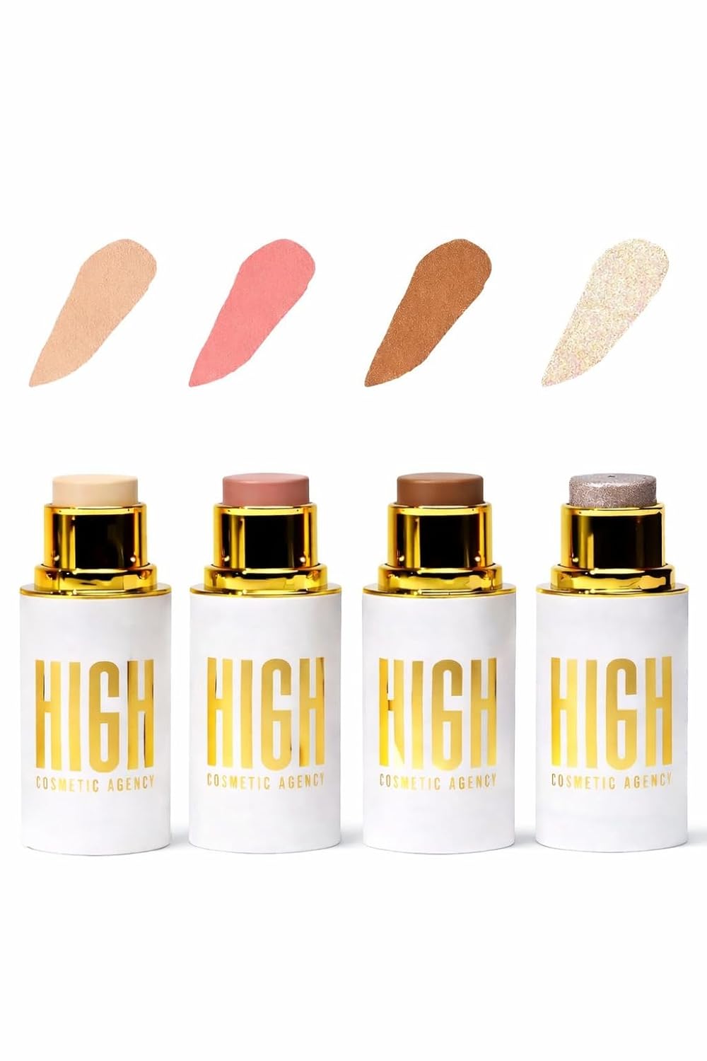 Crystalline Luxury Contour Collection by High Cosmetic Agency – Fair Tones, 4-Piece Set with Concealer, Blush, Bronzer & Highlighter, Organic Jojoba Oil