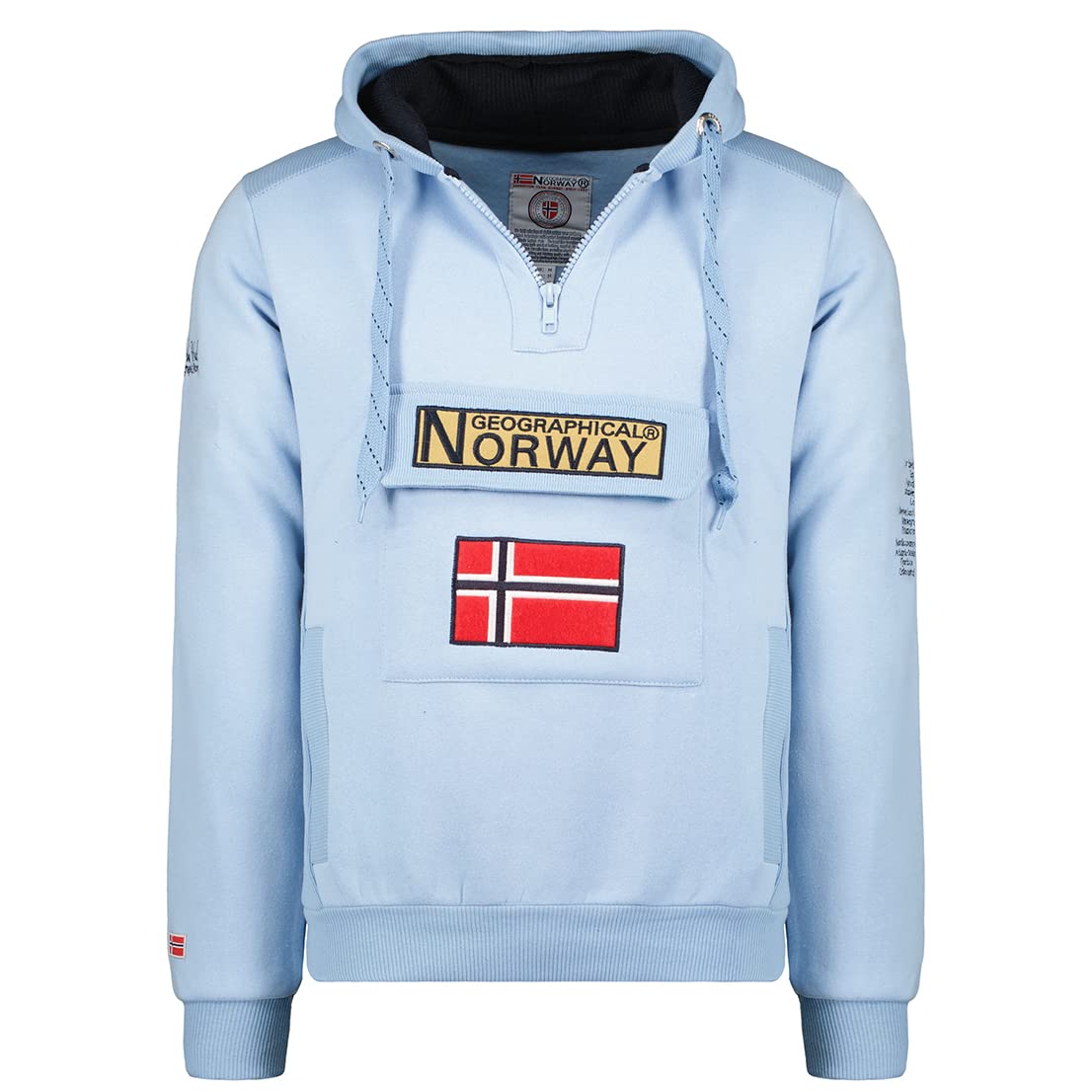 Geographical Norway Gymclass Men – Men's Hooded Sweatshirt with Kangaroo Pocket – Men's Logo Pullover Hood Jacket – Warm Long-Sleeved Hoody – Regular Sport Hoodie