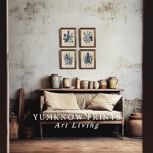 Miniatura 7 de Arte de pared rústico moderno de campo francés, diseño de hojas de magnolia azul primitivas, galería de imágenes, regalo de galería, póster de