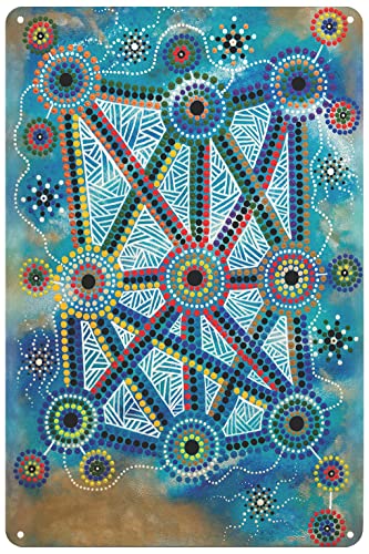 Metal Tin Sign - Australian Aboriginal Art Prints Souvenir - Wall Decorations Poster for Home Hotel Bar Pub Cafe Aesthetic 8x12 inches