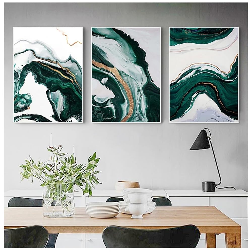 WUHBCZ Wall Posters-Abstract Canvas Poster Agate Wall Art Painting Emerald Nordic Posters and Prints Wall Pictures for Living Room Office Home Decor-40 * 50cm/3PCS (No Frame)