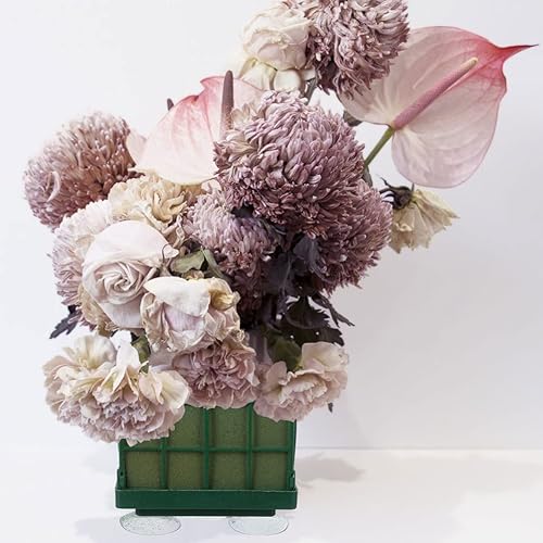 Miniatura 4 de GANAZONO Green Decor - 6 unidades de jaula cuadrada de espuma floral con ventosa, base de espuma de flores, flores artificiales, barro, arreglo