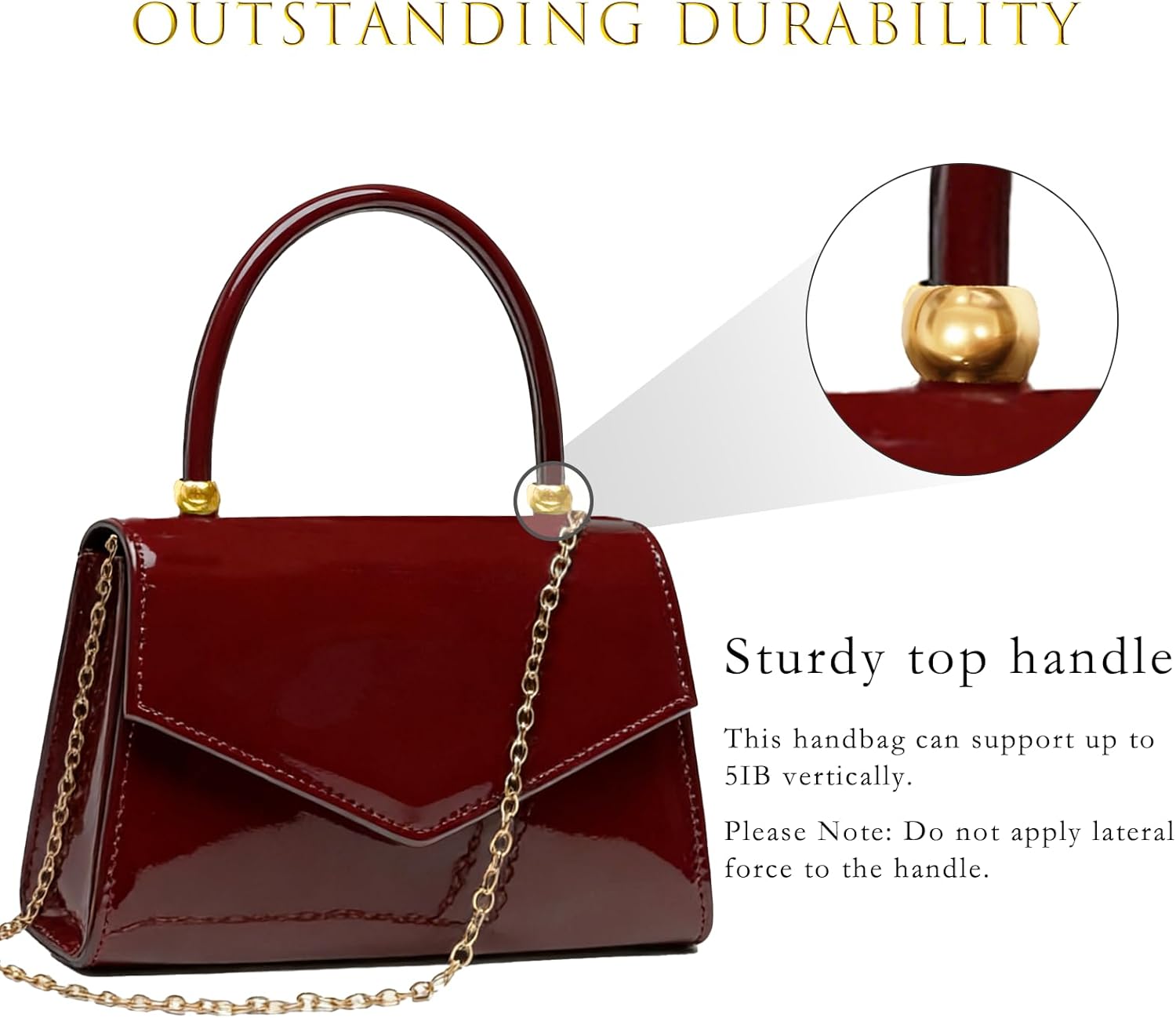 Evening Patent Leather Handbag Purse Formal Women's Clutch Bag Top Handle for Wedding Party Prom Cocktail