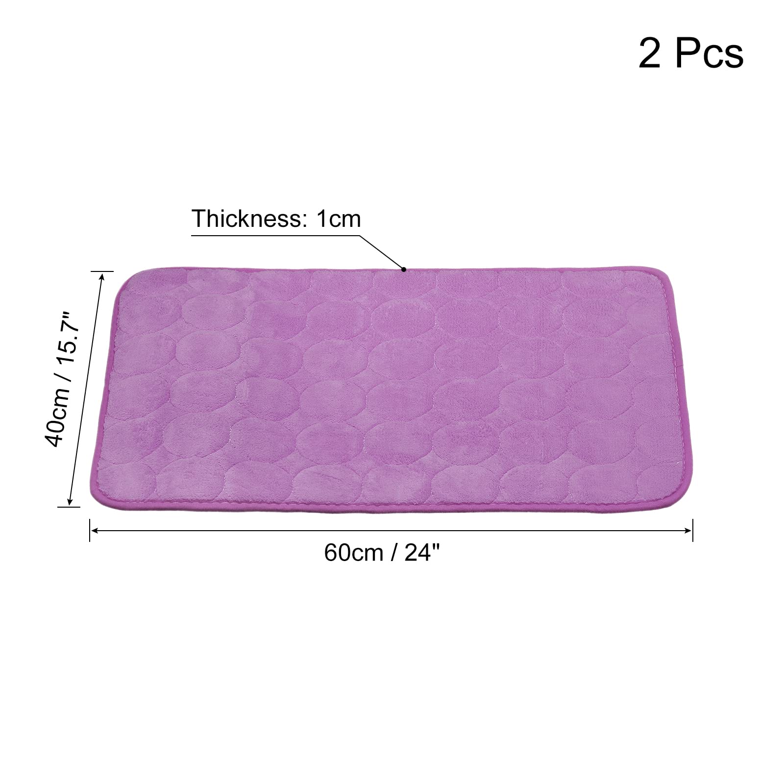 sourcing map Memoria Espuma Baño Alfombra 2uds, 15.7" x 24" Coral Vellón Baño Ducha Alfombra Antideslizantes Lavables Alfombras para Cocina Baño Pisos - Púrpura