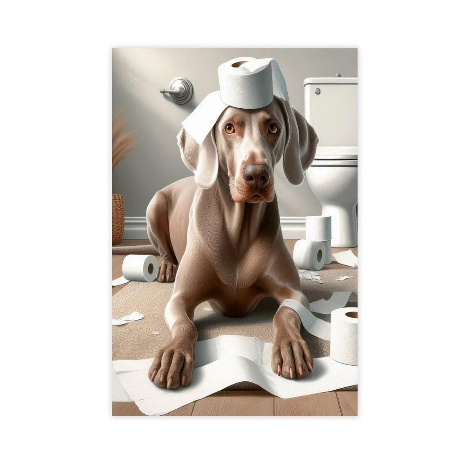 Bncedjk Weimaraner Bathroom Canvas Poster Wall Art Print Picture Paintings 12X18inch(30X45cm)