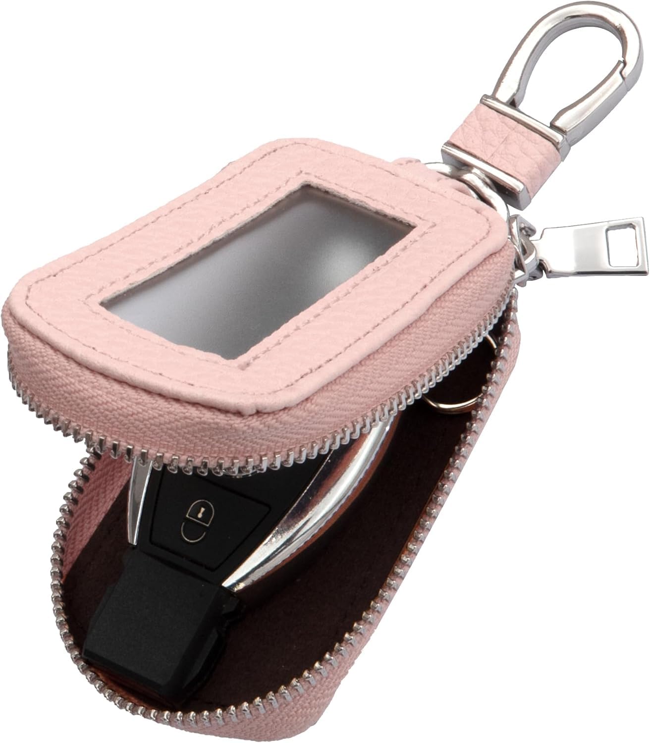 YUNWDFCA Car Key Holder With Zipper Protection For Acura TSX I (CL9) 2003 2004 2005 2006 2007 2008 Sedan, Leather Key Fob Case Water Proof Car Remote Control Protective Case,Pink