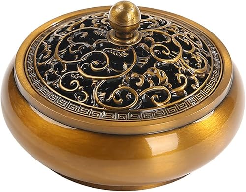 Quemador de incienso de bobina de metal vintage, soporte de incienso para palos/bobina de incienso/conos de incienso-colector de cenizas