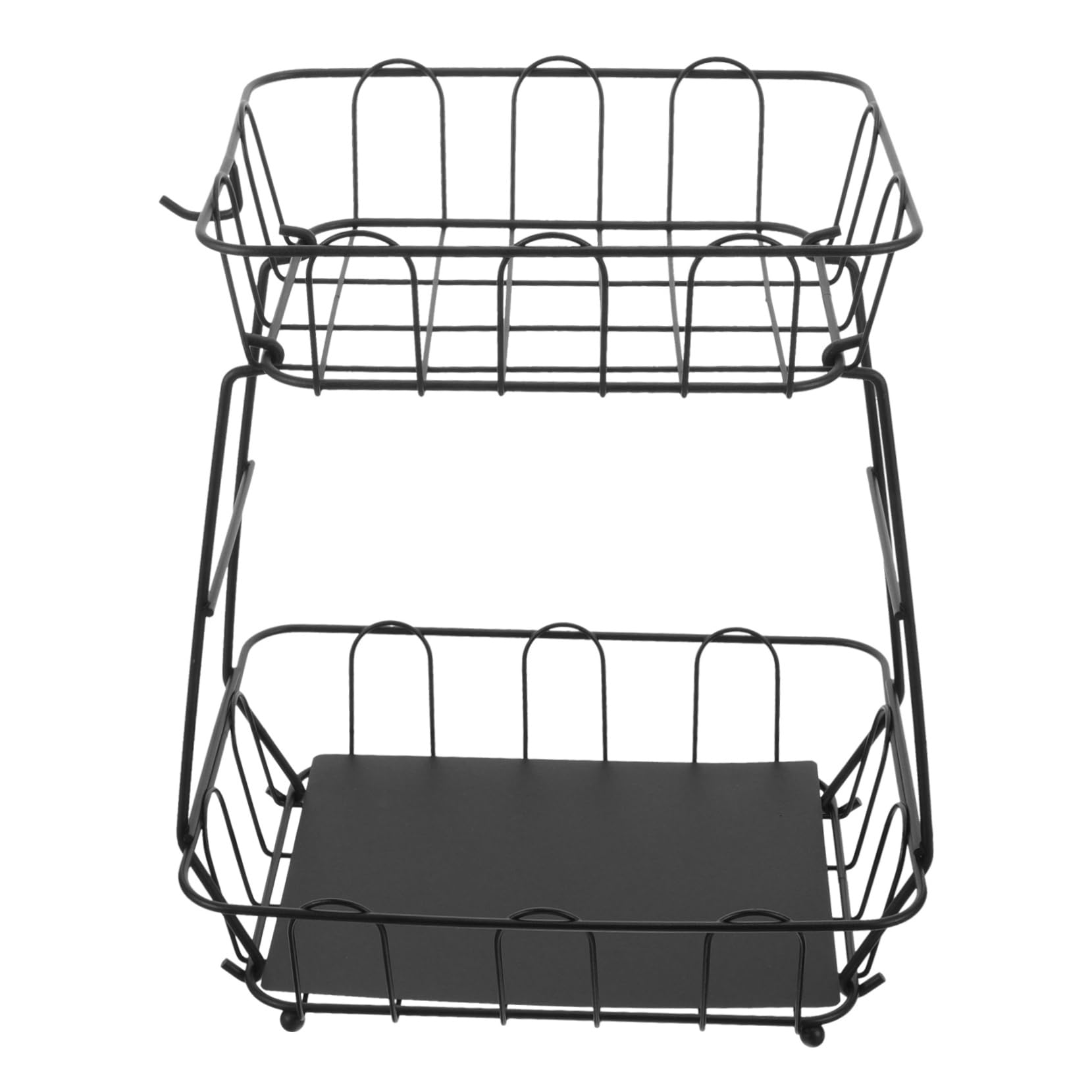 Cesta de 2 Niveles de Hierro Negro para Almacenamiento de Pan y Pasteles