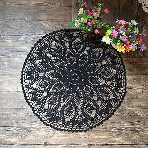 MINDPLUS 24 Inch Black Crochet Doily Cover
