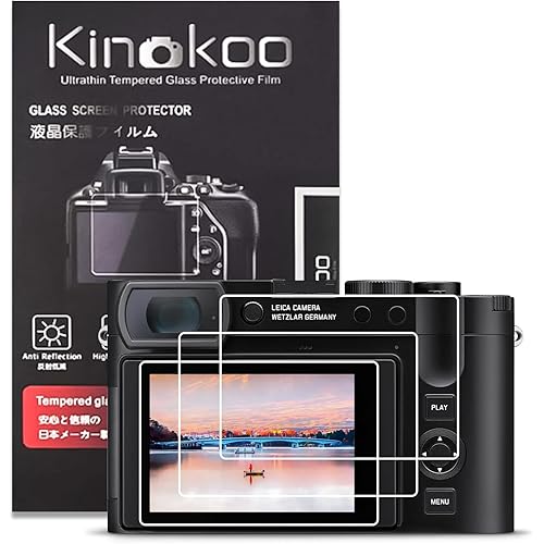 kinokoo Screen Protector for Leica Q3 Q2 Camera, 0.25 mm 9H Hardness Tempered Glass Film with High Clarity for Lecia Q2/Q3 LCD Screen Accessories- Anti-Scratch & Easy Installation (3 packs)