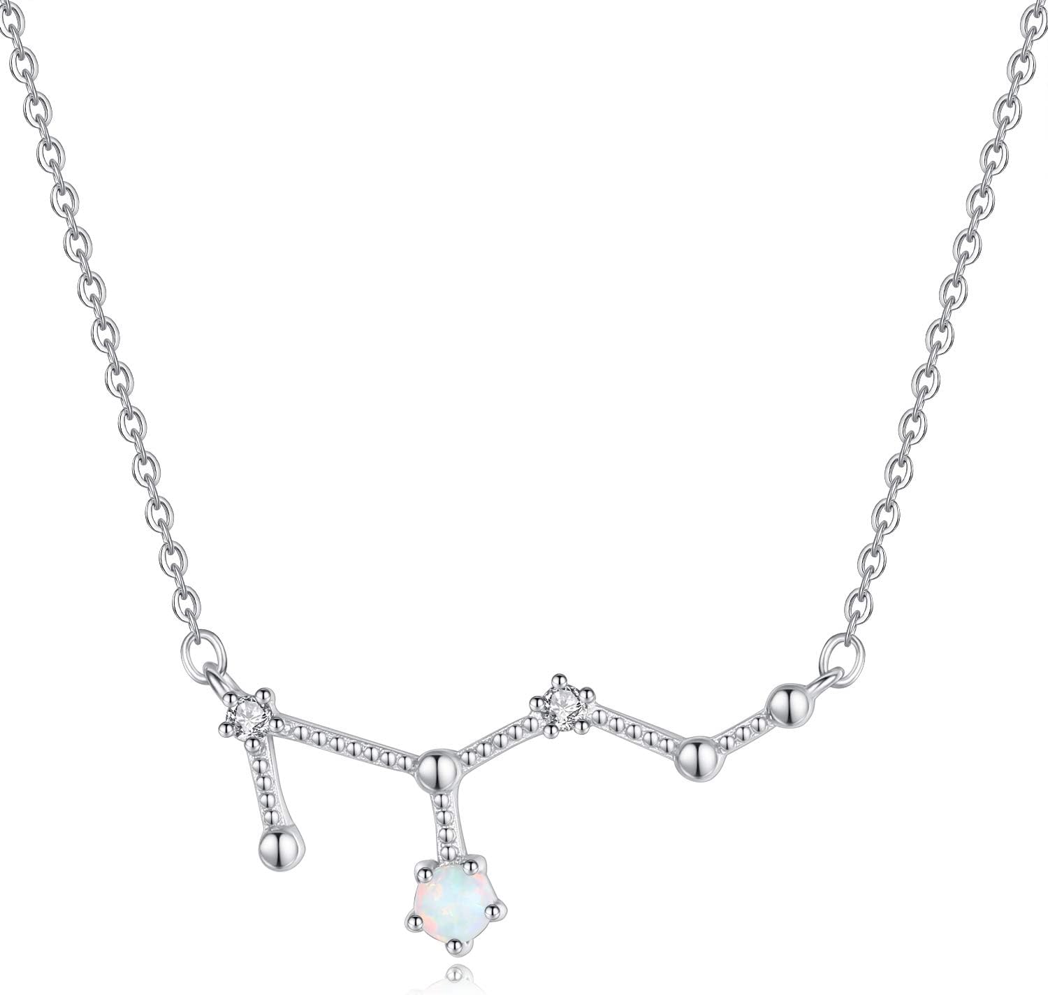 VIKI LYNN Women Sterling Silver Created Opal Zodiac Necklace