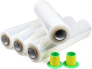 18" Clear Stretch Wrap 4Pack 1200ft 500% Stretch Cling Durable Adhering Packing Moving Packaging Heavy Duty Shrink Film Stretch Wrap, BOMEI PACK