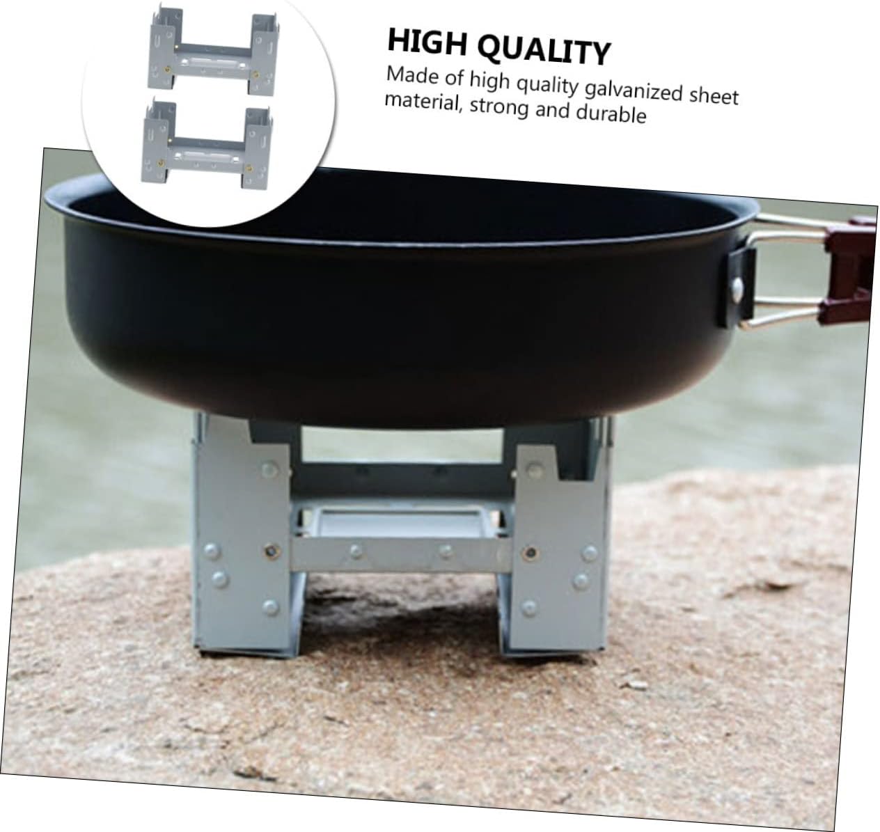 4 Pcs Foldable Wood Burning Camping Stove Set, Mini Backpacking Stoves for Outdoor Cooking, Hiking, Survival, Portable Cookware