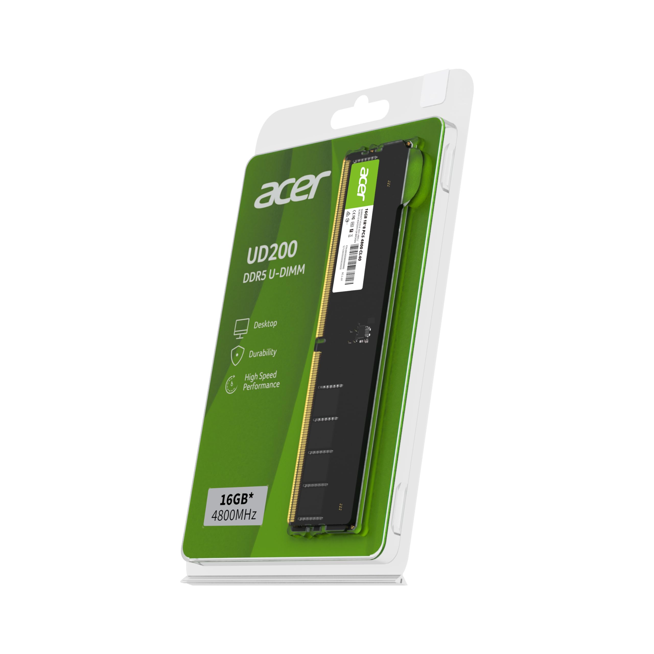 Acer UD200 16GB DDR5 4800MHz CL40 1.1V 1R*8 UDIMM Desktop Memory