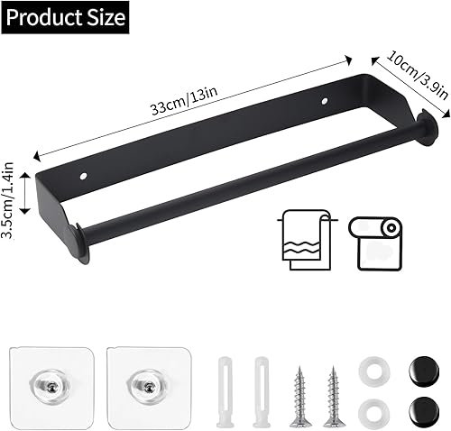 Miniatura 8 de Soporte para toallas de papel debajo del gabinete para cocina, soporte para rollo de papel de acero inoxidable SUS304, arco iris autoadhesivo o