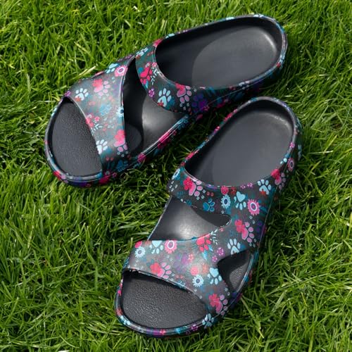 Image of GreaterGood Positively Inspired Womens Slide Sandals Lightweight Cushioned Slip On Comfortable Shower Shoes Quick Dry Durable, Beach, Pool, Travel, Walking Casual Slides Footwear