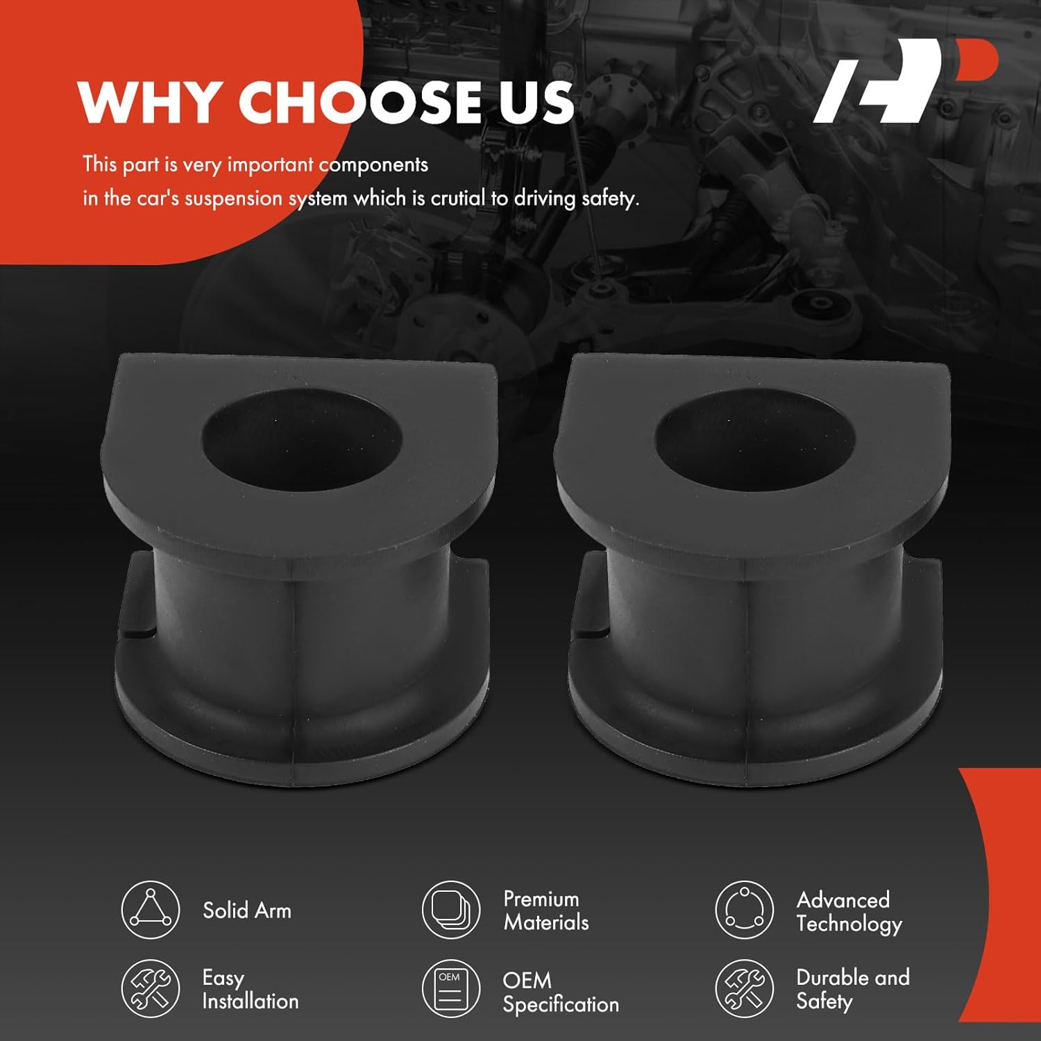 A-Premium 2 x Front To Frame Sway Bar Bushing Kit, Compatible with Toyota Tacoma 2005-2015, RWD