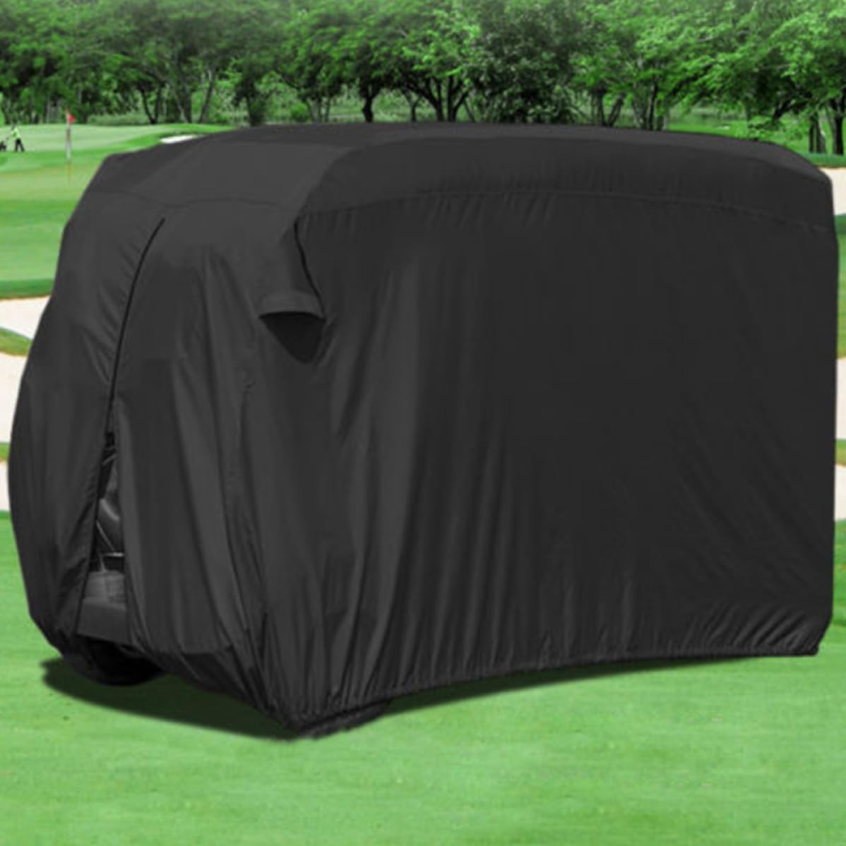 DOITOOL 4 Personen Gepäckwagenabdeckung 210d Oxford Schwarz | Wagen und Cart, Heavy Duty Ausführung, Schützt vor Sonne, Passend für Golf Zubehör