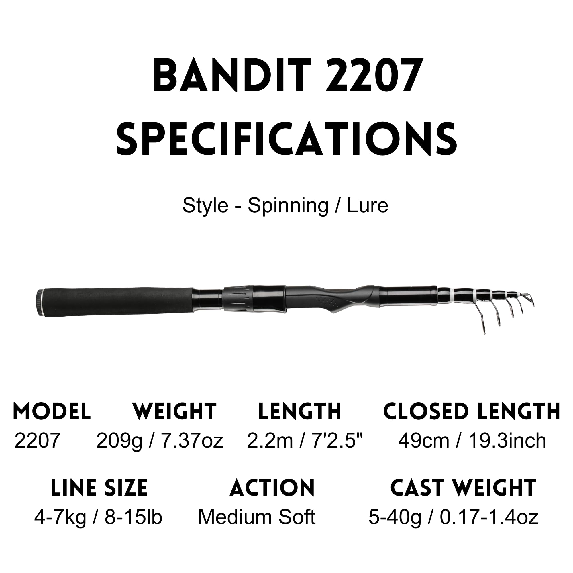 Amazon.com : Whistytwig Carbon Fiber Telescopic Fishing Rod 7.2ft -  Collapsible Travel Design for Backpack Portability - Lightweight Portable Fishing  Pole for Saltwater and Freshwater - Bandit 2.2m : Sports & Outdoors
