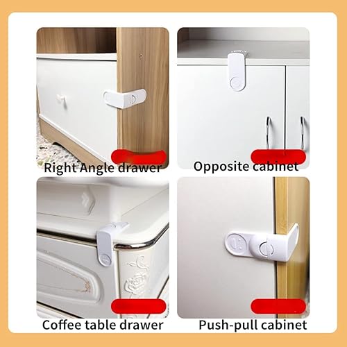 Miniatura 6 de Paquete de 2 correas de seguridad para niños, cerraduras de bebé para armarios y cajones, inodoro y más. Almohadillas adhesivas 3M. Fácil