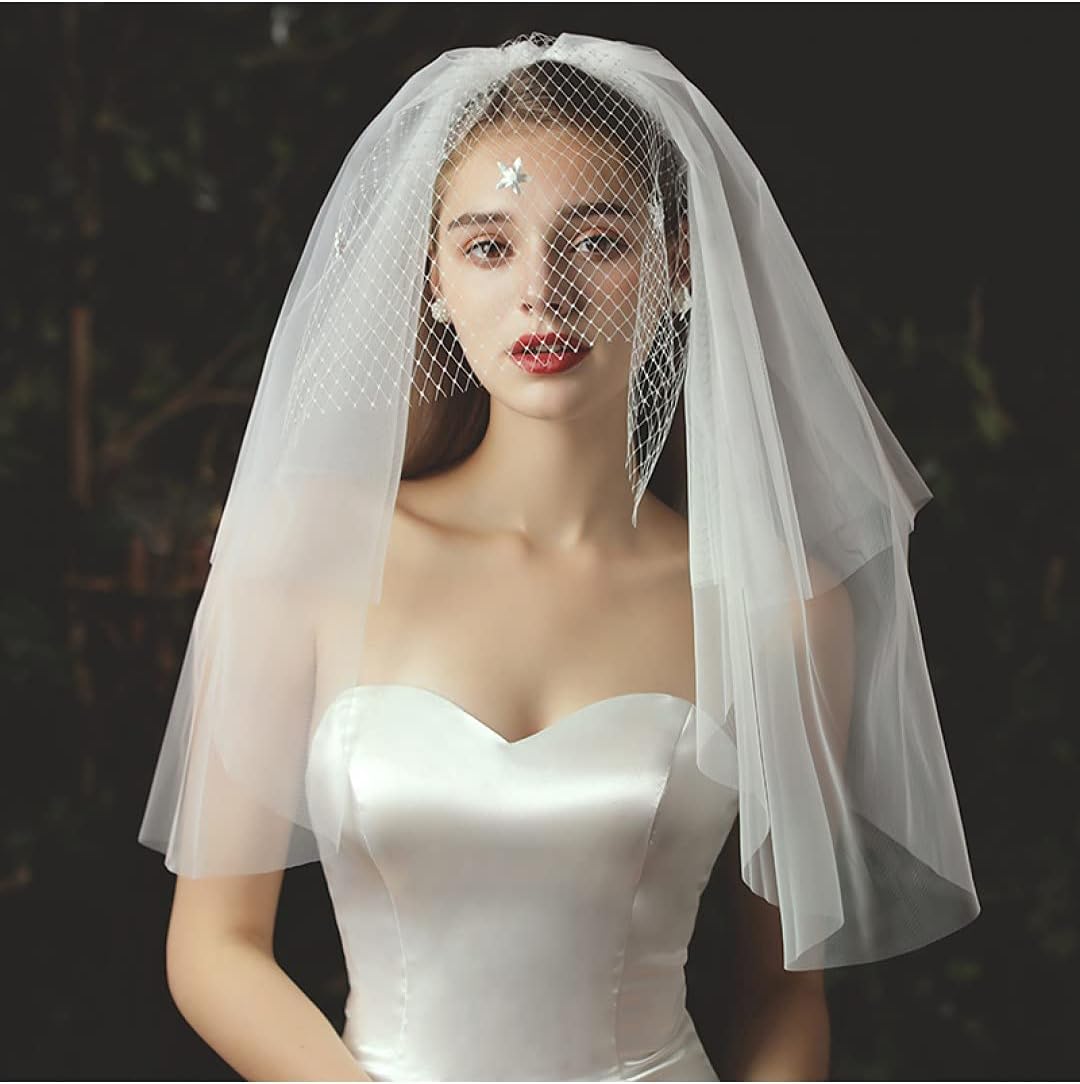 Cage veil Bridal Veil 3T Tulle Veil Women's Wedding Veil