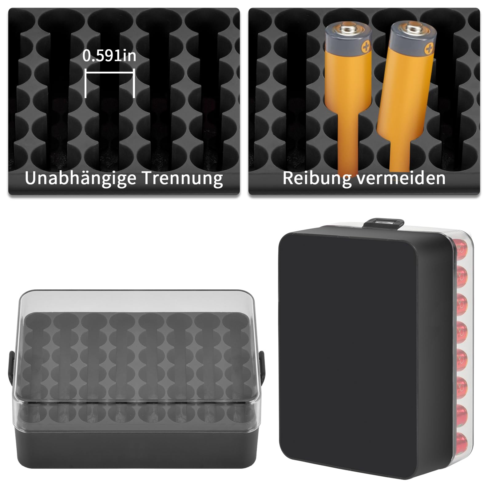 DISPRA batterij organizer, ABS opbergkoffer, opberghouder Aa & AAA