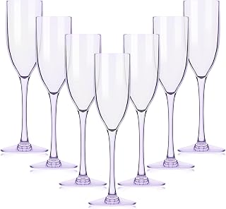 16 count Acrylic Champagne Flutes, 5 Oz Unbreakable Goblet Glasses Reusable Champagne Toasting Cups - Modern & Ideal for Home Daily Life Wedding Toasting Drinking, Party Supplies (Purple/)