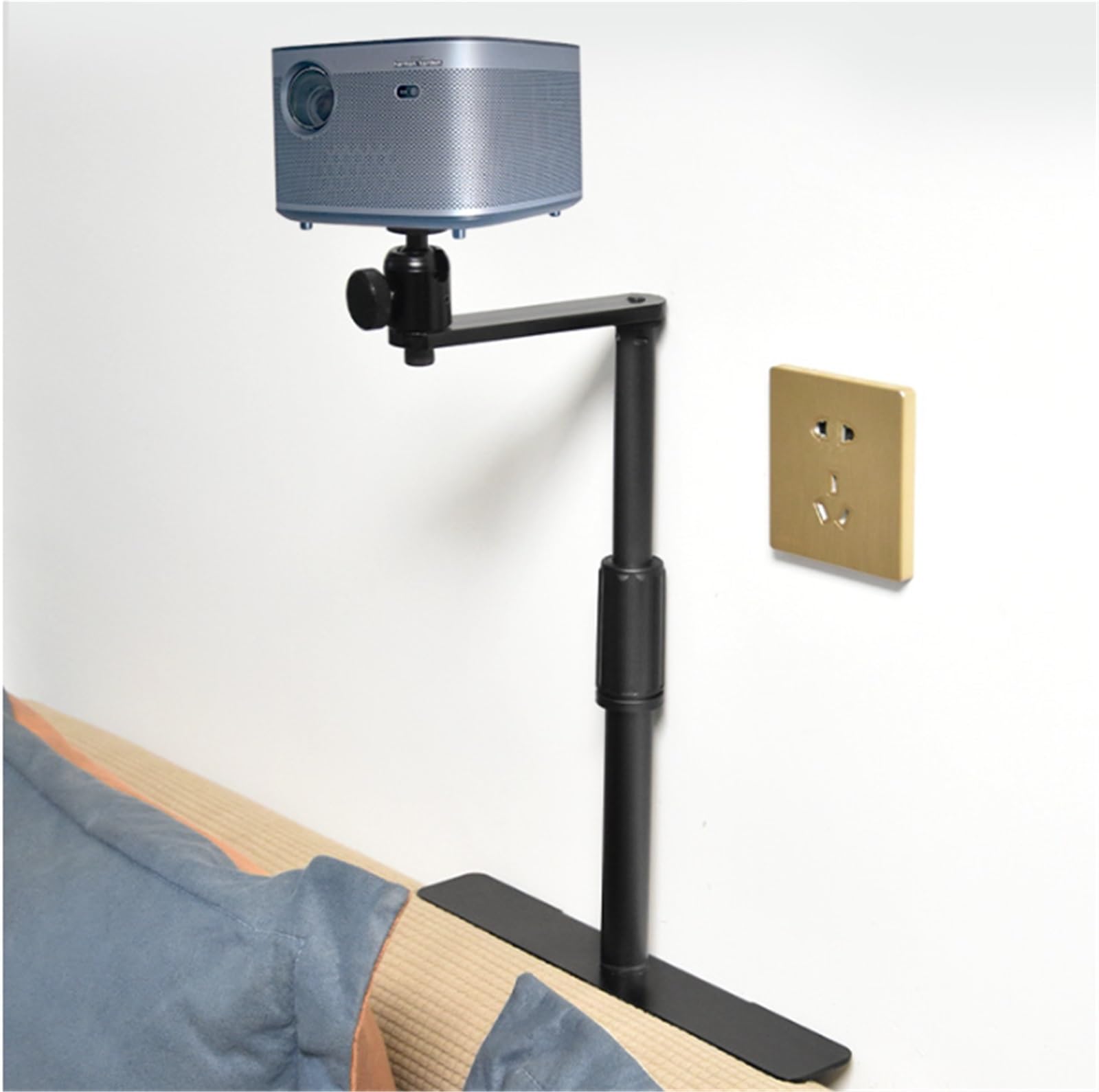 Support Projecteur Support De Projecteur Multifonctionnel À Hauteur Réglable avec Plateau Montage Près du Mur pour Bureau