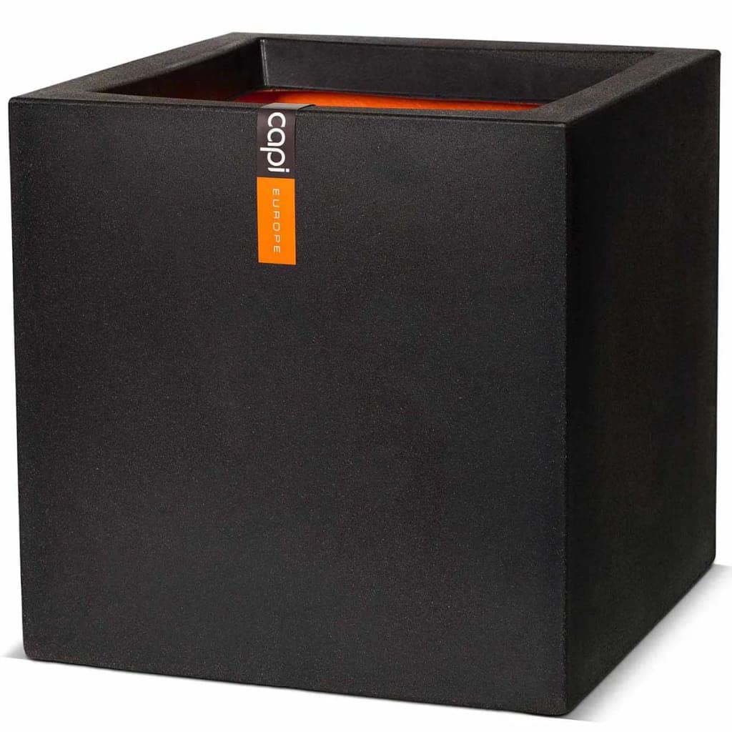CAPI Pflanzgefäß Urban Smooth Square 40x40x40cm schwarz Blumentopf Korb Hochbeet