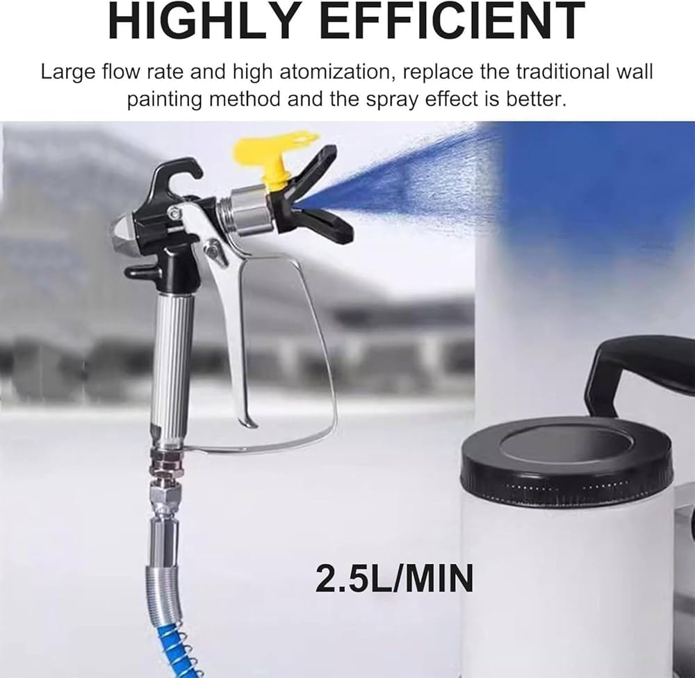 Bezpowietrzny agregat malarski o dużej mocy, 1600 W, 2,5 l/min, przenośny pistolet natryskowy ścienny z 3 prędkościami, pojemność 2 l, wąż 5 m
