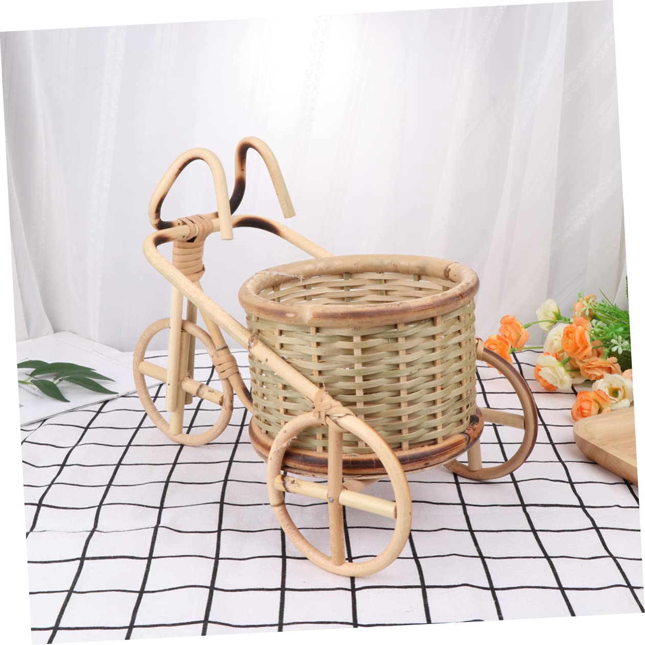 Cabilock Bamboo Storage Basket Handmade Woven Fruit Bowl Kitchen Counter Decor Rattan Toy Basket Storage Bin