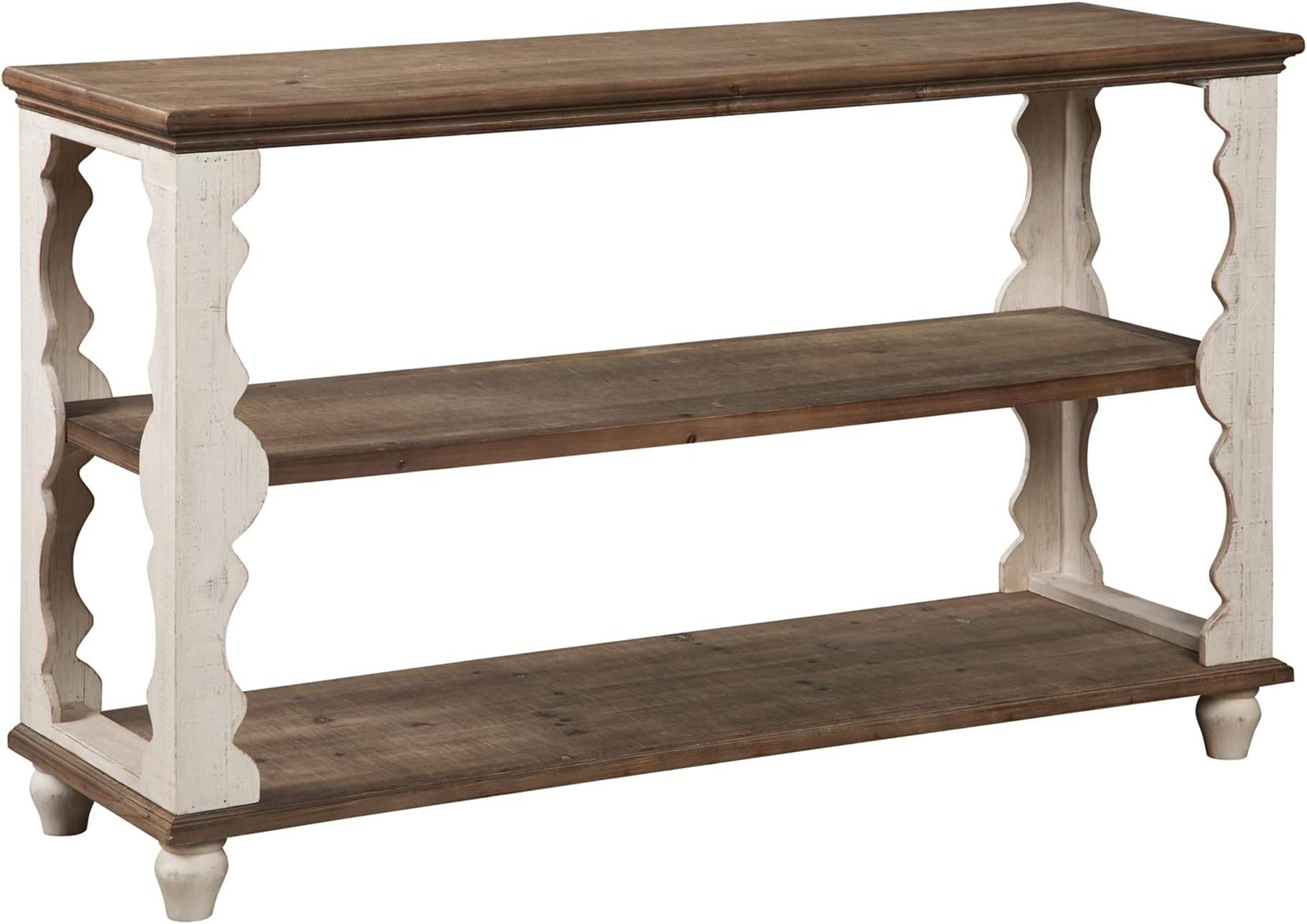 Alwyndale Wood 3 Shelf Console Sofa Table, Brown & White