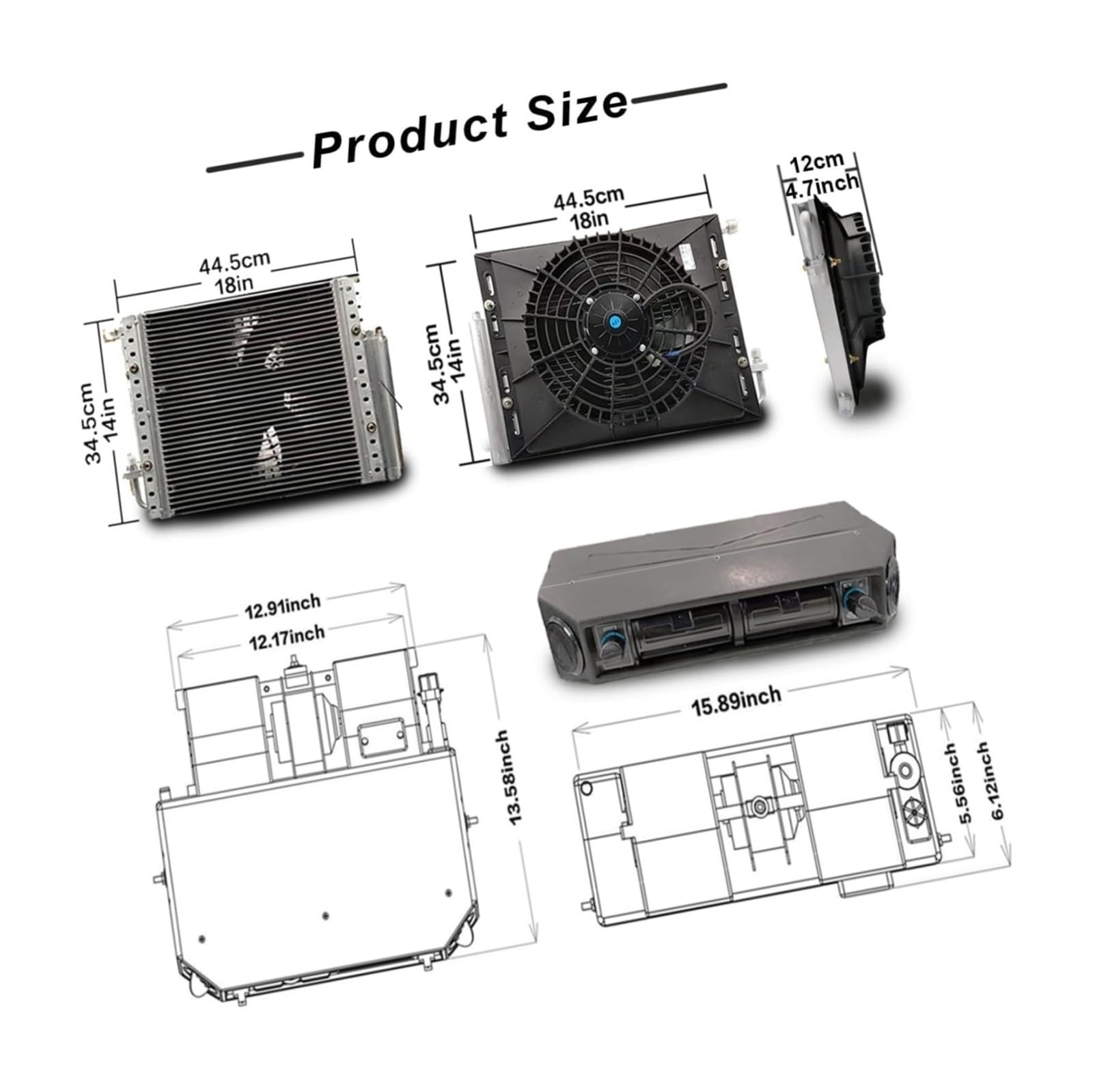 Kit Condizionatore d'aria elettrico da 12 V per furgone, camper, camion, barca e autobus - Sistema di raffreddamento universale sotto l'auto, efficiente installazione a 12 volt AC