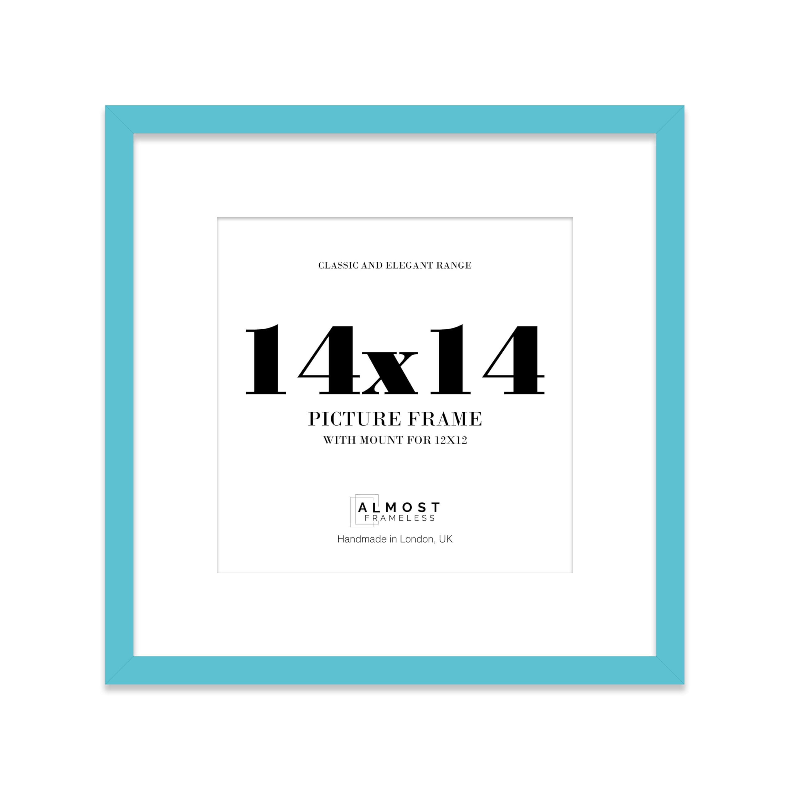 14x14 Turquoise Picture Frame with Mount for 12x12 Photos, Prints - Modern Square Wall Frame, 1 Pack