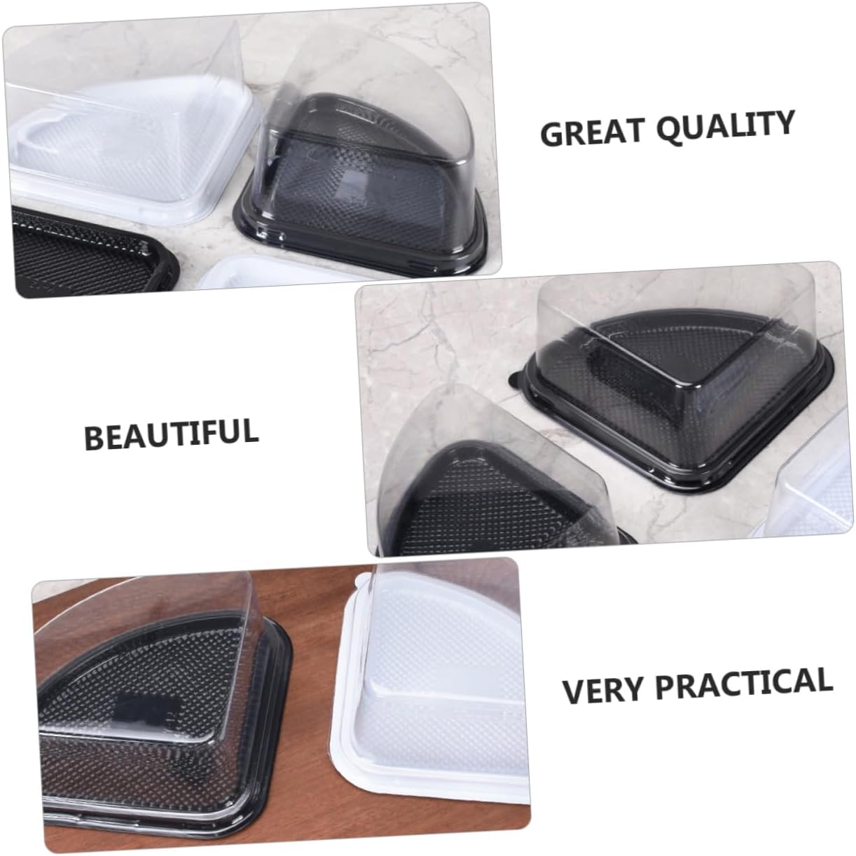 Zerodeko 50pcs Fan Shape Cake Box PET Packaging Container for Banquets