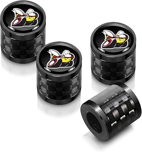 Para Dodge Scat-Pack en negro sobre barril de fibra de carbono real, tapas de vástago de válvula de neumático de aluminio negro