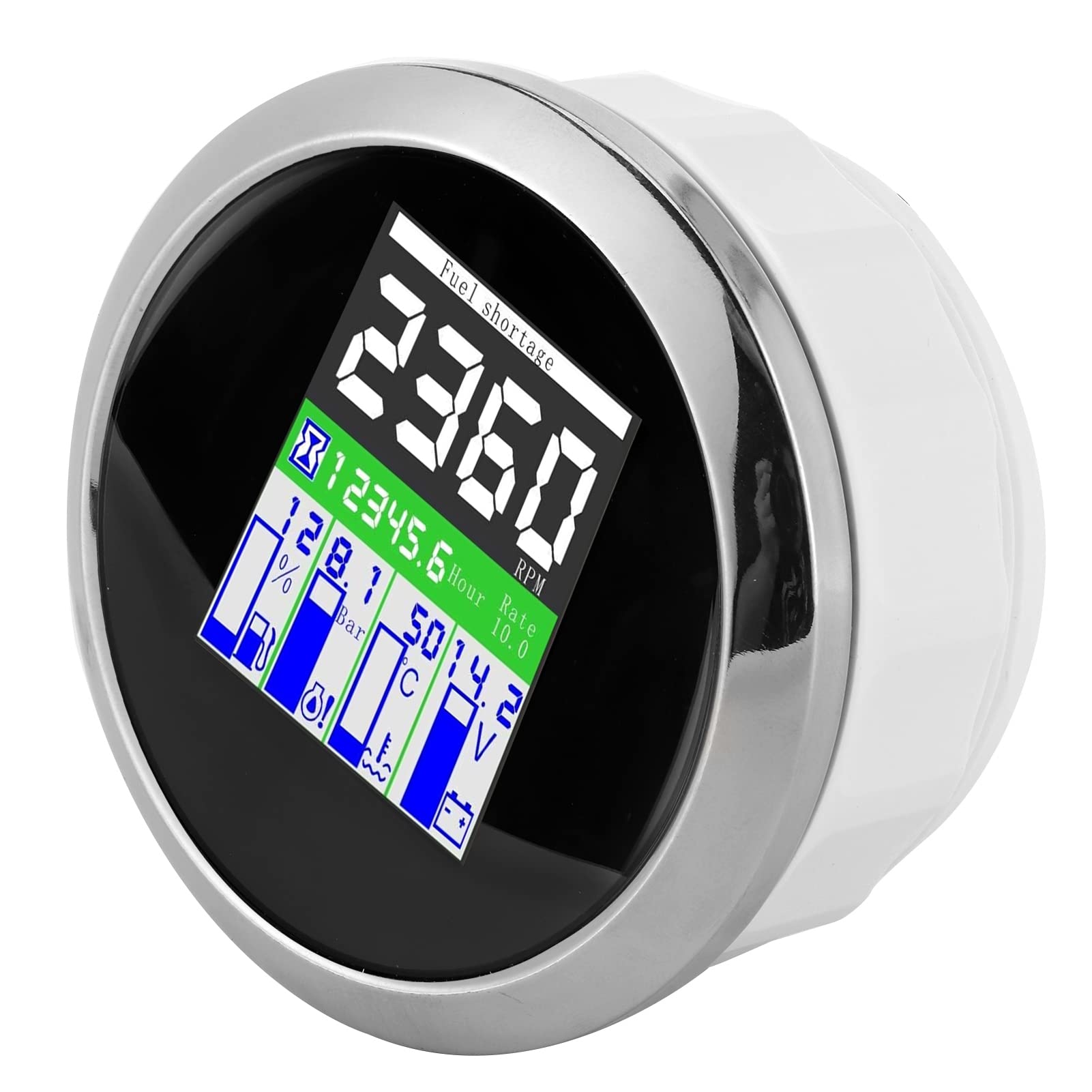 Medidor multifunción Torvex, tacómetro de 85 mm, medidor de RPM, temperatura, presión de aceite, instrumento de nivel de para coche, motocicleta fueraborda (esfera negra)