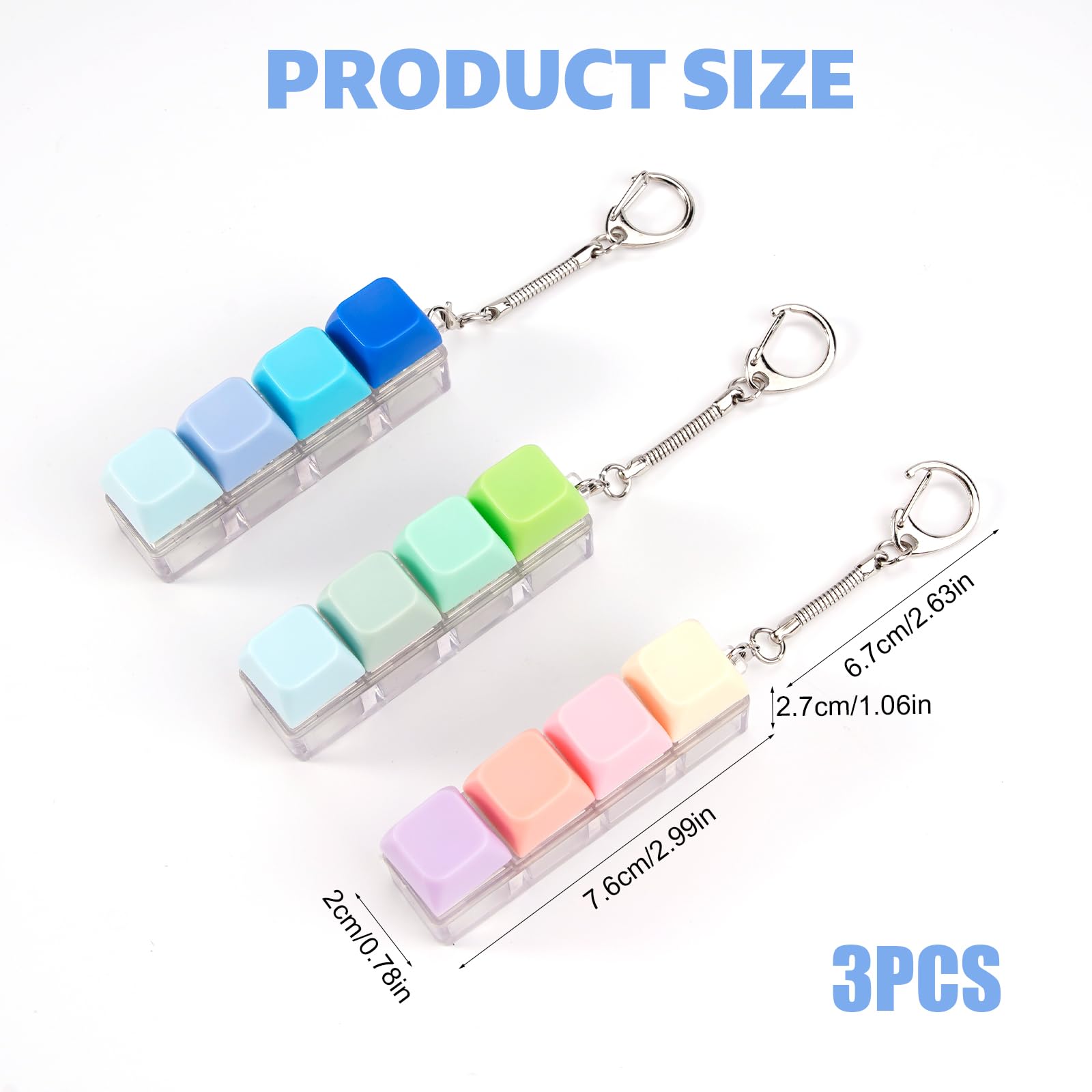 3Pcs Keyboard Fidget Toy 4-Button Fidget Keyboard Keychain Stress Relief Toys Funny Fidget Keyring Finger Keyboard Keychain Keyboard Clicker Fidget Decompression Toys - Image 2