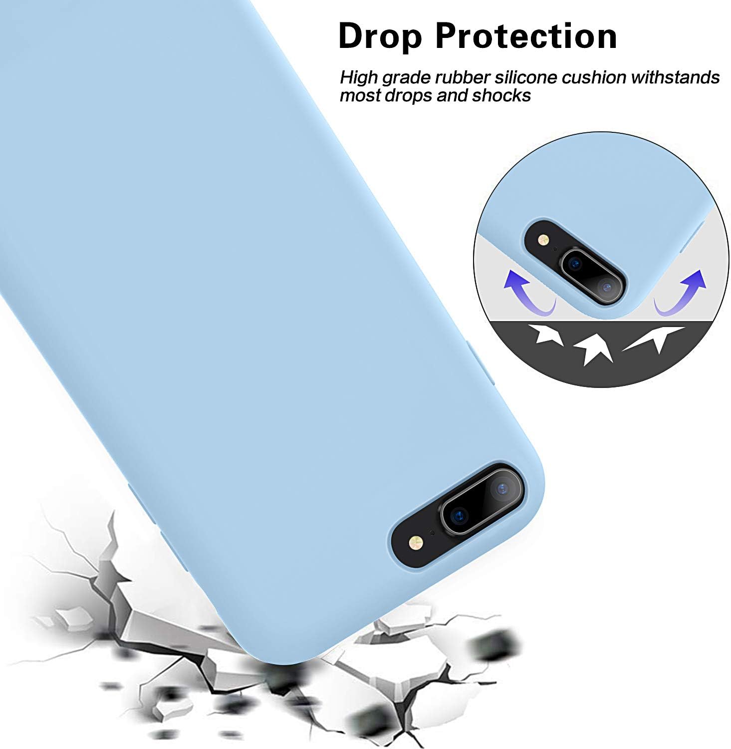 Compatible with iPhone 8 Plus Case iPhone 7 Plus Case,Soke Soft Liquid Silicone Case with Microfiber Lining Hard Shell Shockproof Full-Body Protective Cover for iPhone 7P/8P 5.5 inch,Clove Purple