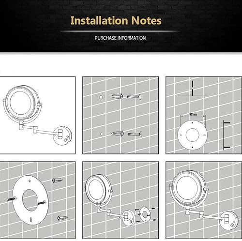 Miniatura 7 de Espejo de tocador, espejo de maquillaje, espejo de tocador montado en la pared con iluminación LED, aumento 3X, doble cara, giratorio de 360°,