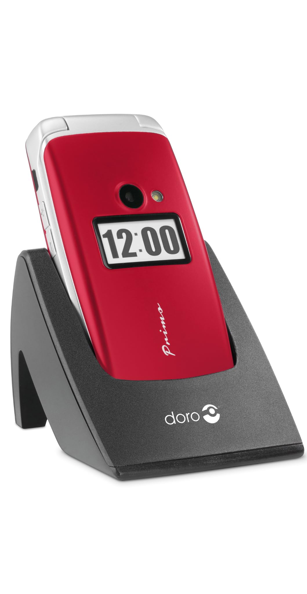 Primo 360014 by Doro Großtastenhandy mit Tischladestation rot
