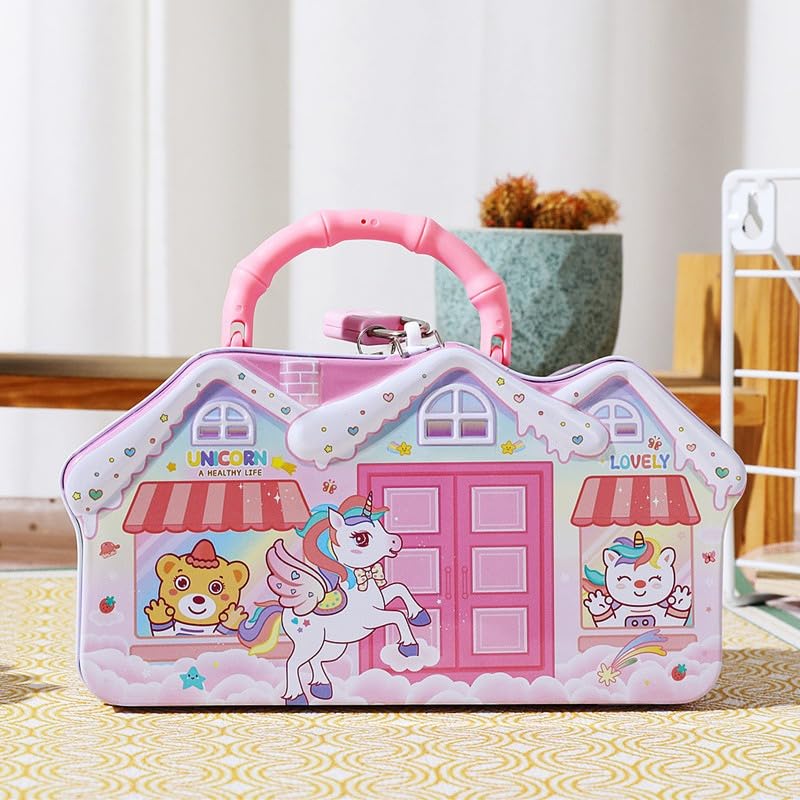 Image of Money Saving Bank with Coin Slot / /Creative Cartoon Design Money Bank / /Plastic Piggy Bank for Boys & Girls (Pack of 1) (House Metal Bank - Mermaid)