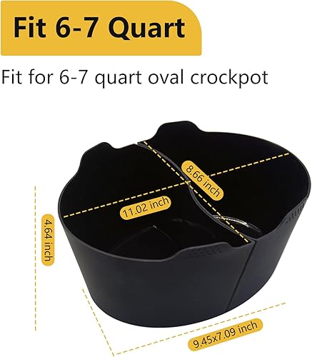 Miniatura 2 de Magikichen Revestimientos ovalados de silicona de 6 a 7 cuartos de galón, para revestimientos de ollas de barro, inserto divisor de olla