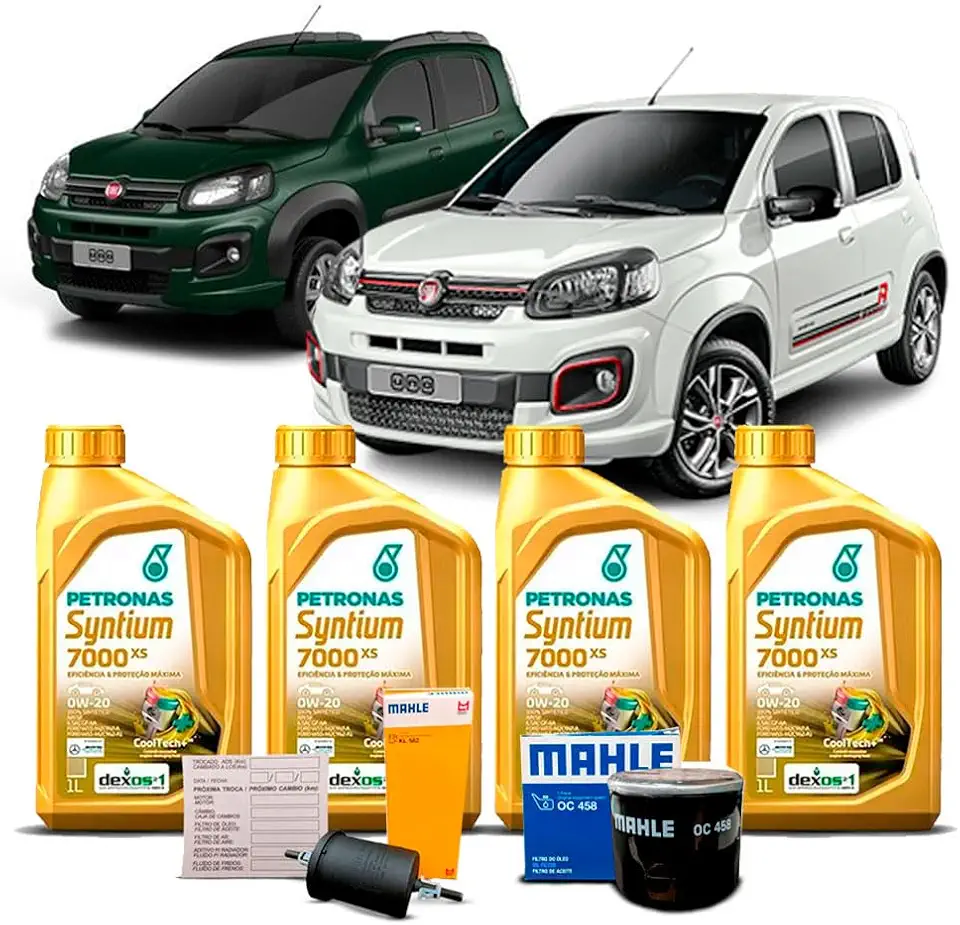 Kit Revisao Oleo 0W20 + Filtro Combustivel e Oleo Fiat Uno 1.3 Firefly 2017 A 2021