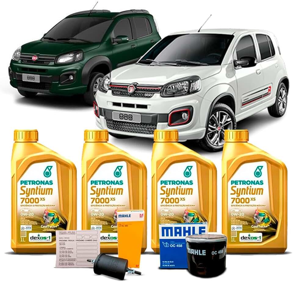 Kit Revisao Oleo 0W20 + Filtro Combustivel e Oleo Fiat Uno 1.3 Firefly 2017 A 2021