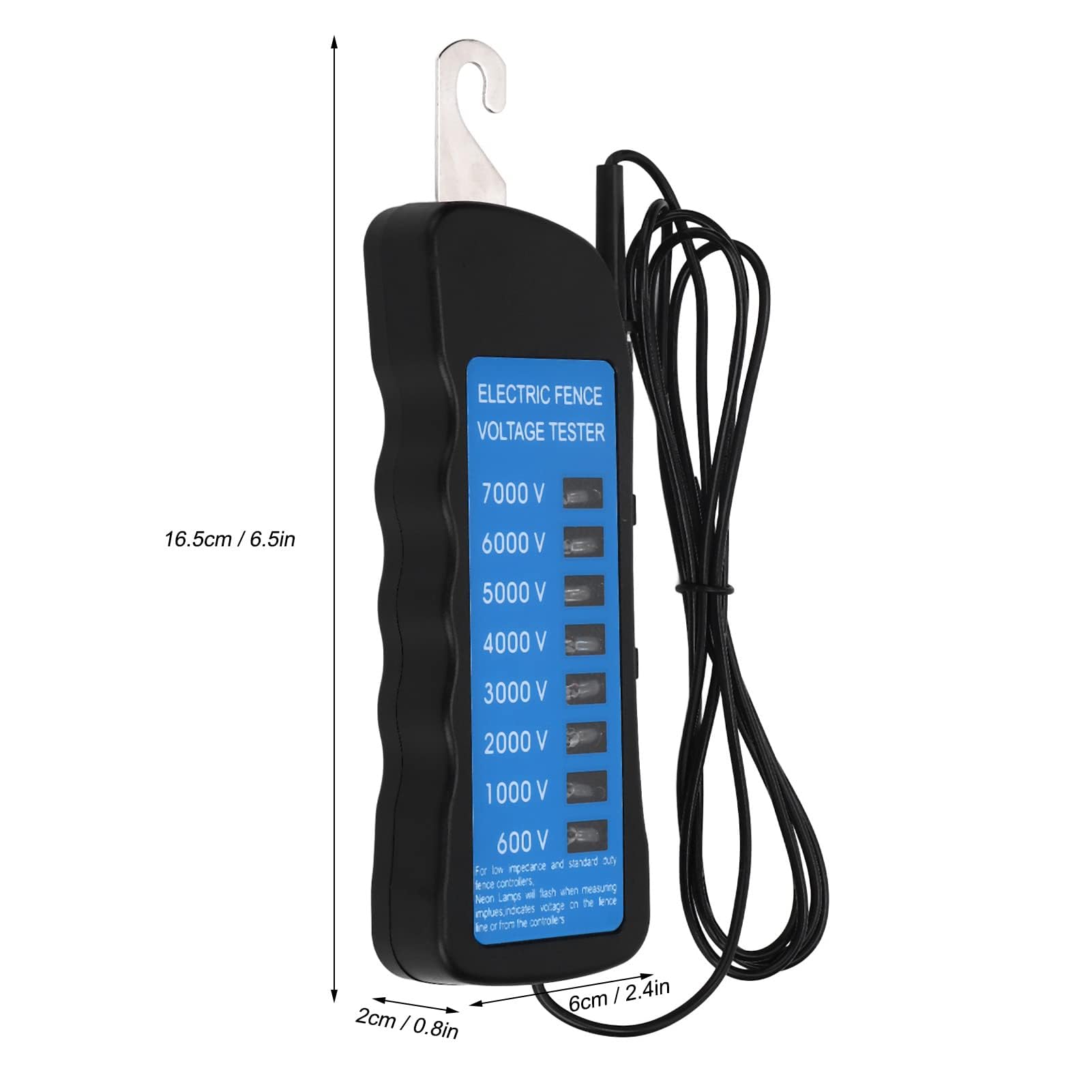 Atyhao Probador de voltaje, Piezas y conectores Bombas y accesorios 7KV, probador de valla eléctrica resistente al frío, impermeable, 8 luces, baja impedancia para uso agrícola;